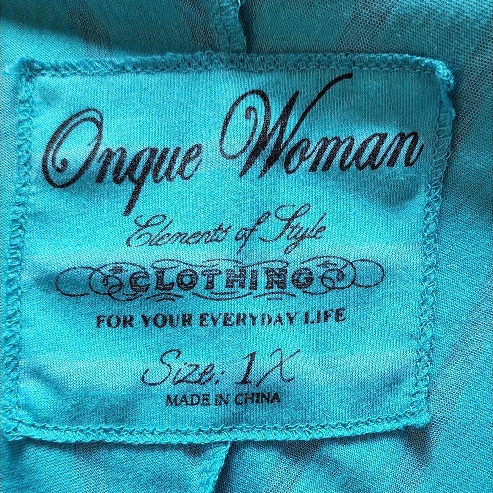 Onque‎ Woman Turquoise Hoodie  With Rhinestones Women's 1X - Picture 3 of 7